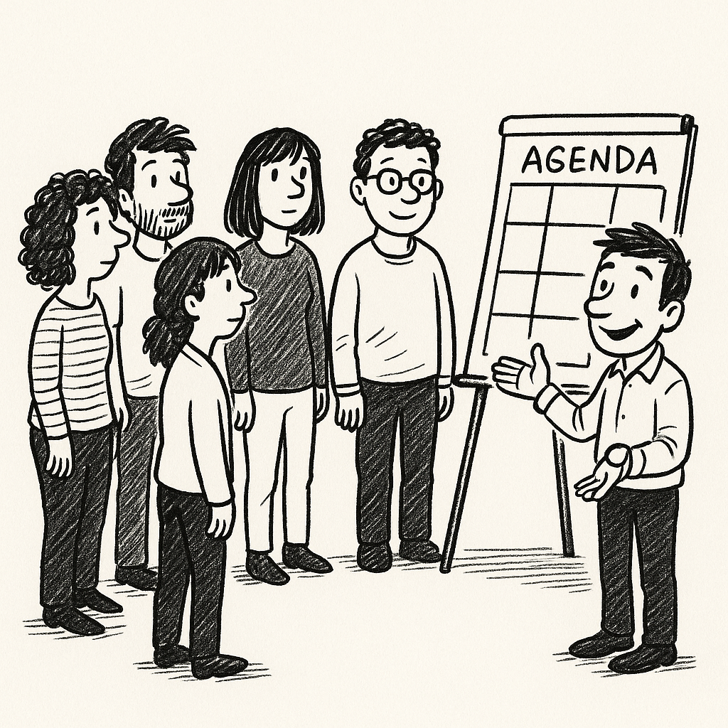 Ilustración conceptual mostrando la ausencia de agenda fija en el evento